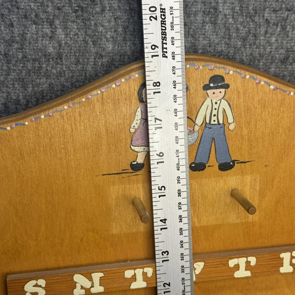 Vintage Handpainted Wooden Perpetual Calendar Wall Organizer Country Decor 20x12